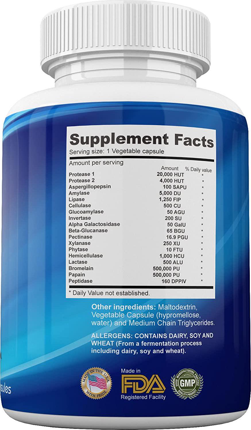 Digest PS: Advanced Digestive Multi Enzymes Support Supplement - Daily Essential Digestion System Cleanse: Bromelain, Lipase, Amylase, Lactase, Protease, Pectinase, Peptidase Vegetarian Capsule Pills