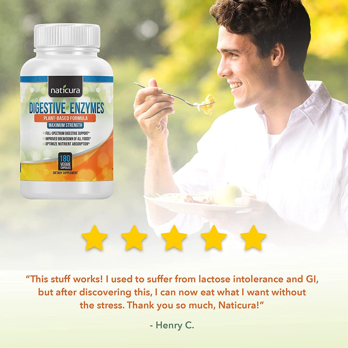 Digestive Enzymes with Probiotics and Prebiotics - Multi Enzyme Supplement for Healthy Digestion and Help with IBS, Gas, Bloating and Lactose Intolerance -180 Capsules