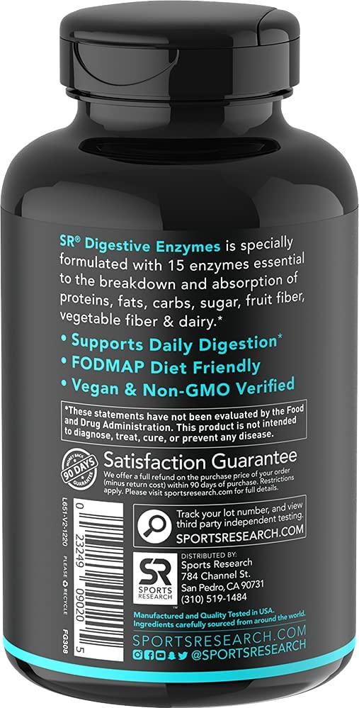 Digestive Enzymes with Probiotics and Ginger - Plant Based Supplement for Dairy, Protein, Sugar and Carbs Digestion - Non-GMO Verified and Vegan Certified (90 Veggie Capsules)