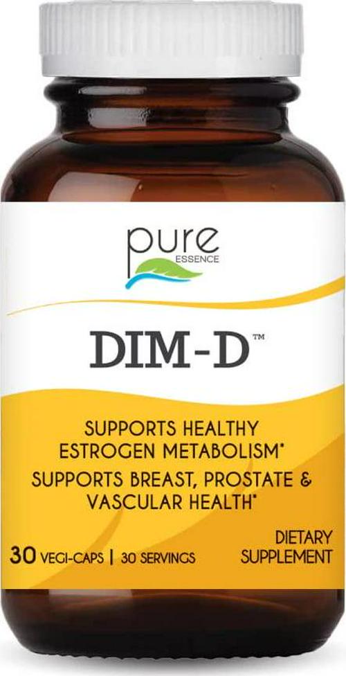 Dim D by Pure Essence - Natural Supplement for Estrogen Balance, Hormonal Acne, and Menopause Support with Vitamin D3 , Calcium, Green Tea and Lycopene - 30 Capsules