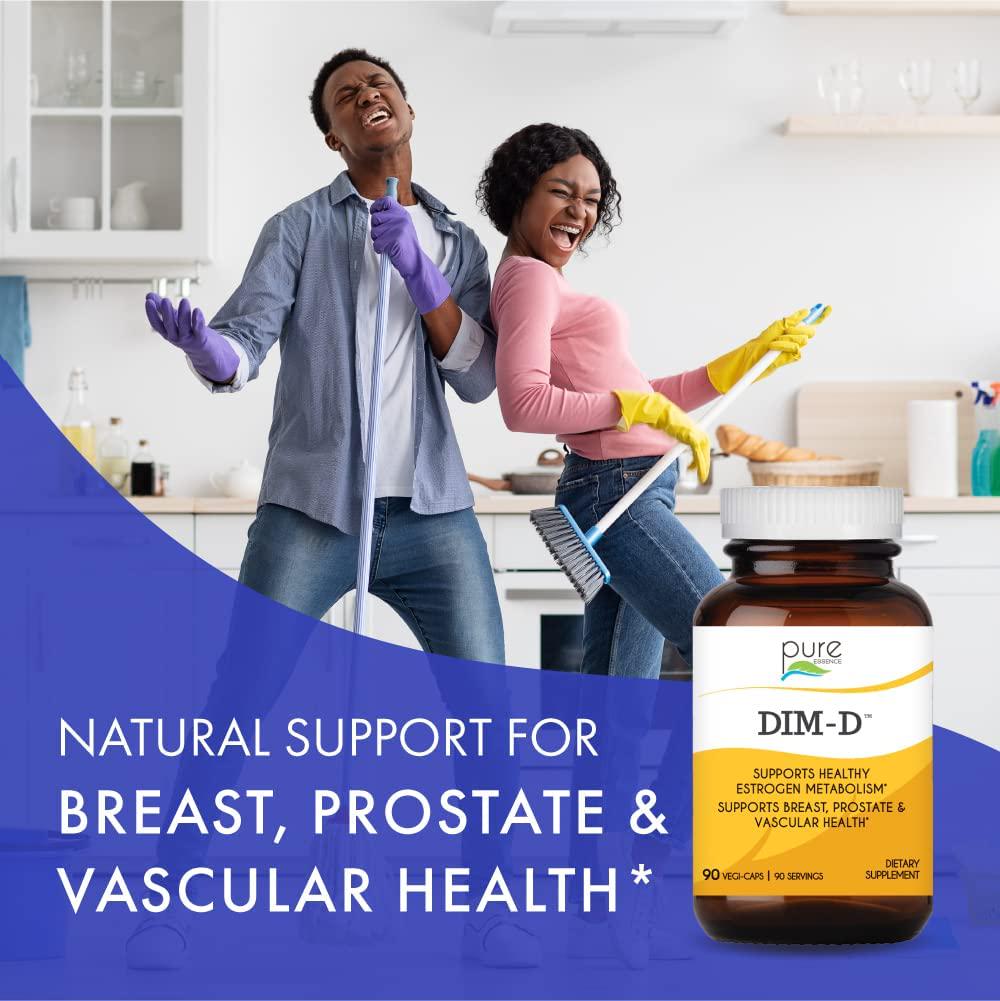 Dim D by Pure Essence - Natural Supplement for Estrogen Balance, Hormonal Acne, and Menopause Support with Vitamin D3 , Calcium, Green Tea and Lycopene - 30 Capsules