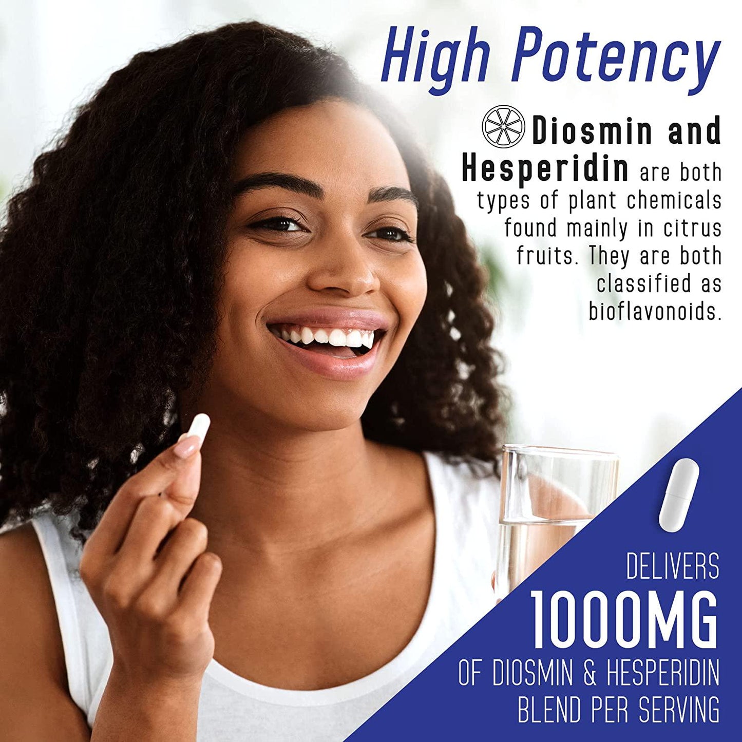 Diosmin Hesperidin 1000mg Per Serving 180 Capsules 90 Day Supply - Diosmin and Hesperidin Supplement Helps to Support Healthy Circulation, Veins, Capillaries, and Lymphatic Drainage