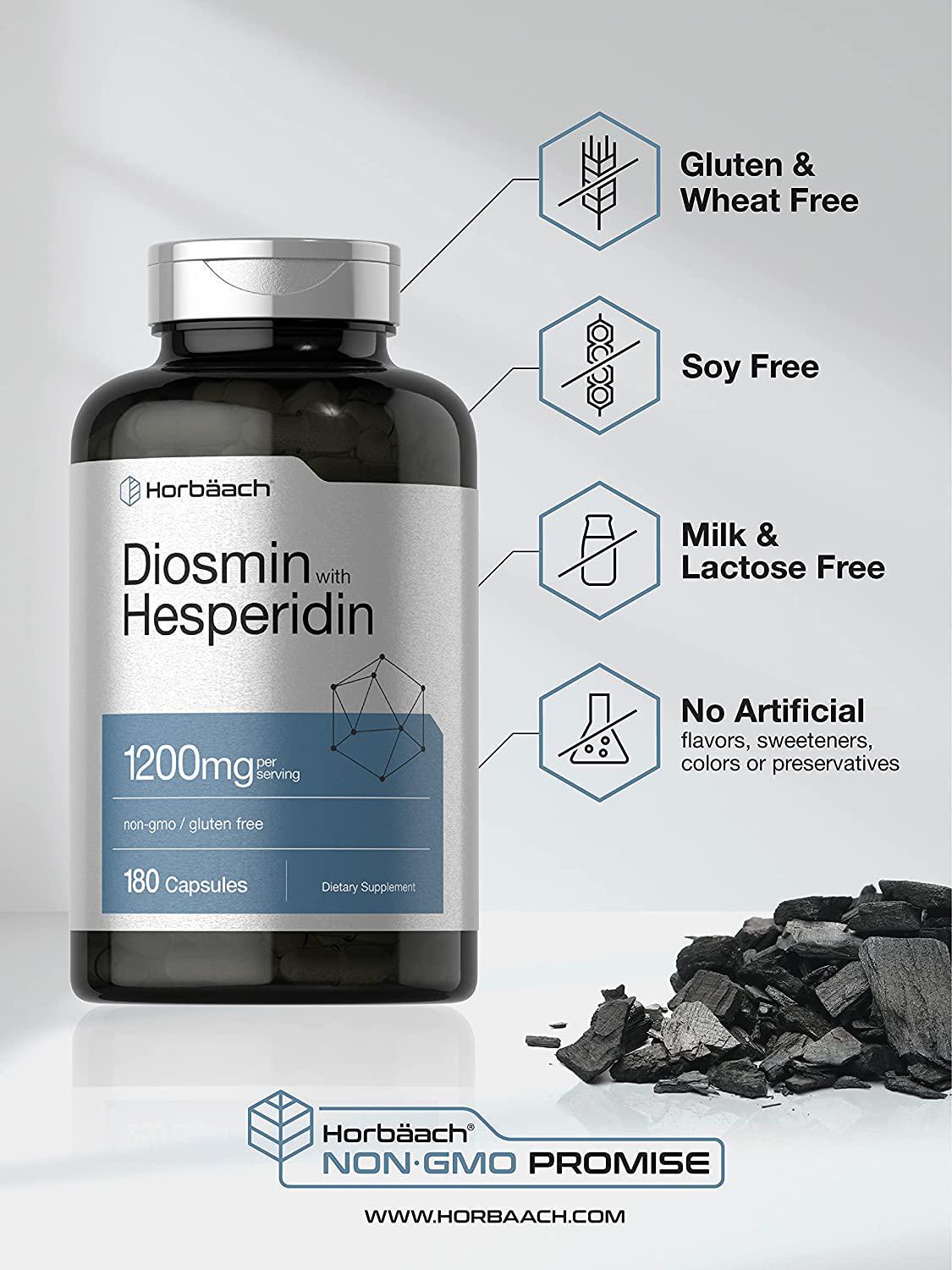 Diosmin and Hesperidin | 1200 mg | 180 Capsules | Non-GMO, Gluten Free | by Horbaach