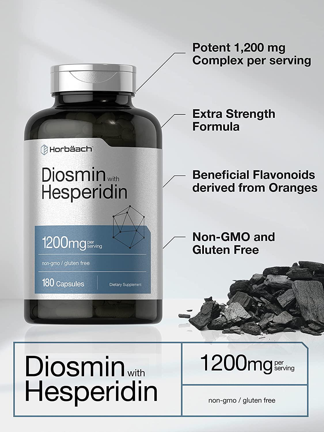 Diosmin and Hesperidin | 1200 mg | 180 Capsules | Non-GMO, Gluten Free | by Horbaach