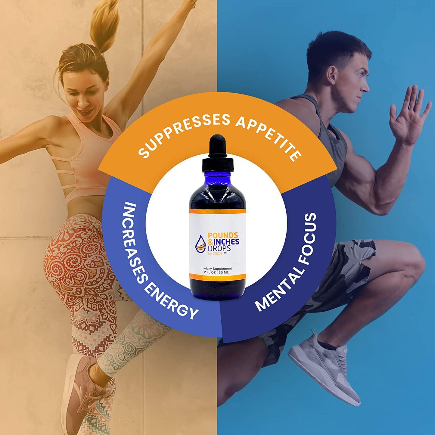 Dirobi Pounds and Inches Weight-Loss Drops, Liquid Weight-Loss Supplement for Women and Men, Diet-Pill Alternative with Delicious Blueberry Flavor