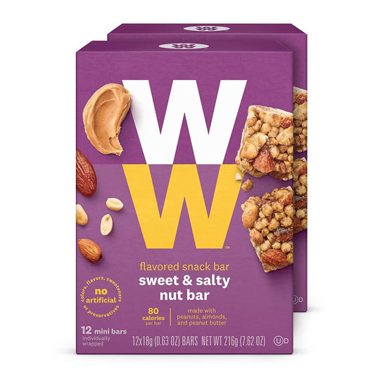 Discontinued: WW Sweet and Salty Nut Mini Bar - High Protein Snack Bar, 2 SmartPoints - 2 Boxes (24 Count Total) - Weight Watchers Reimagined