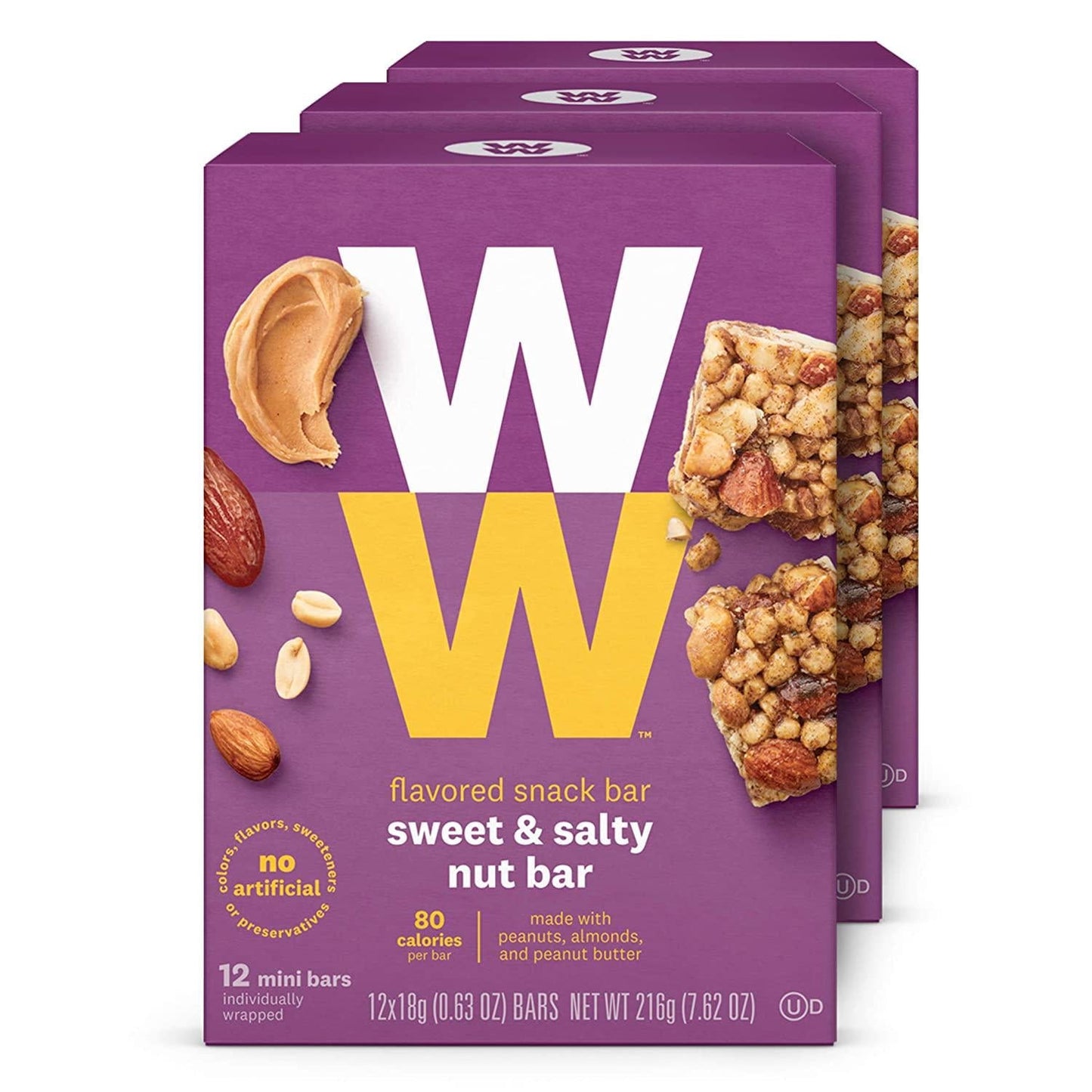 Discontinued: WW Sweet and Salty Nut Mini Bar - High Protein Snack Bar, 2 SmartPoints - 3 Boxes (36 Count Total) - Weight Watchers Reimagined