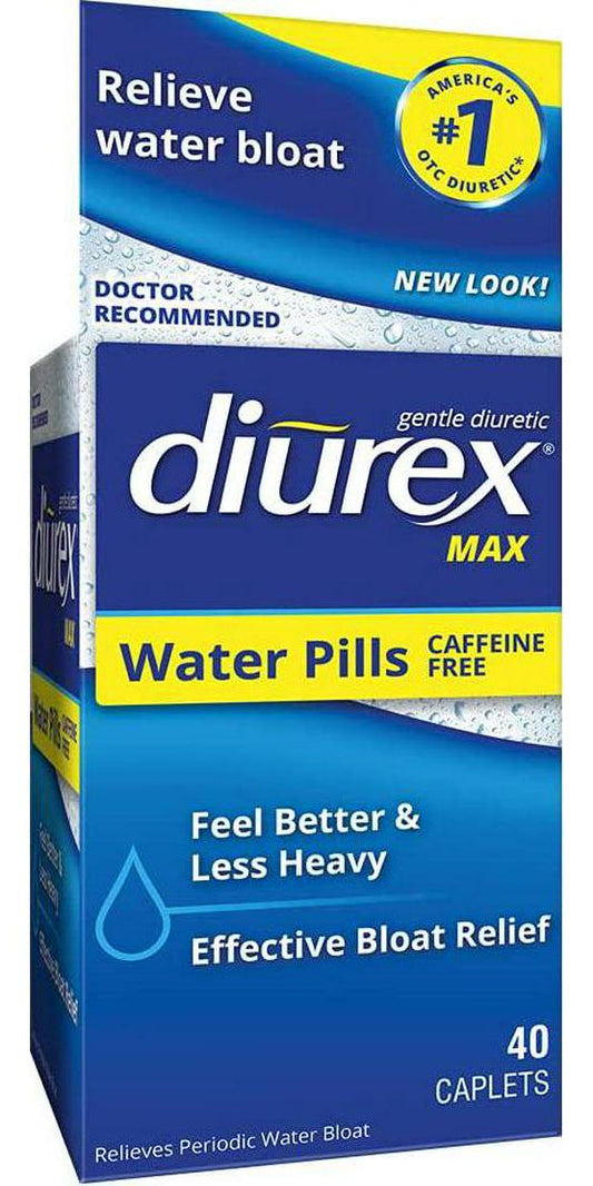 Diurex Max - Maximum Strength Caffeine Free Diuretic Water Pills - Relieve Water Bloat