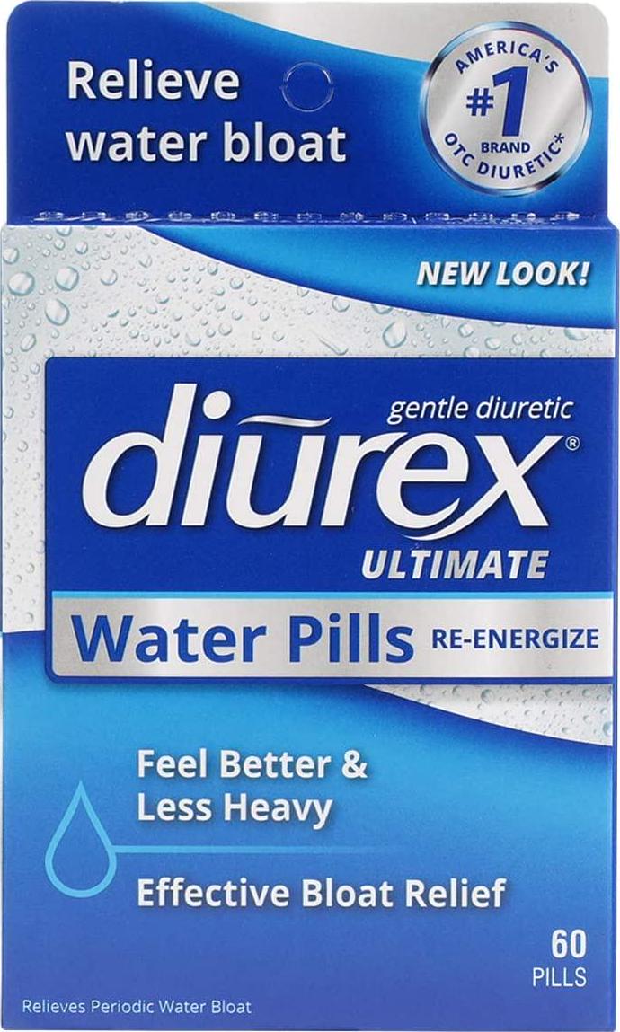 Diurex Ultimate Re-Energizing Water Pills - Maximum Strength Diuretic - Relieve Water Bloat - 60 Count
