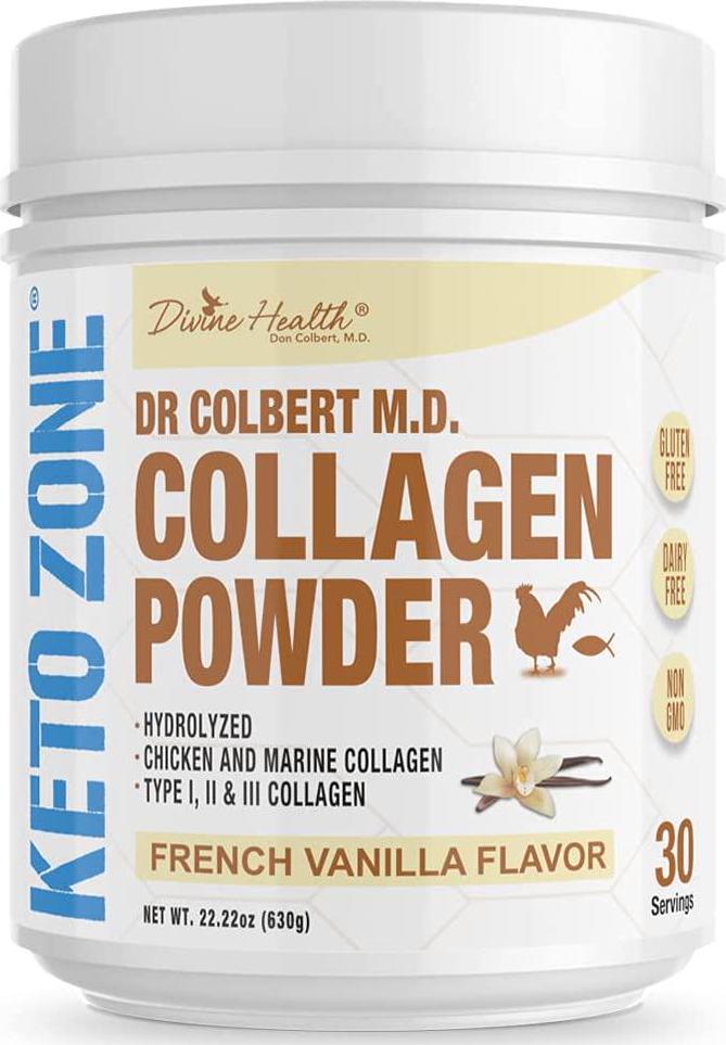 Divine Health - Dr. Colbert's Keto Zone Hydrolyzed Collagen Powder + Probiotics 30 Servings French Vanilla - 22.22 oz.