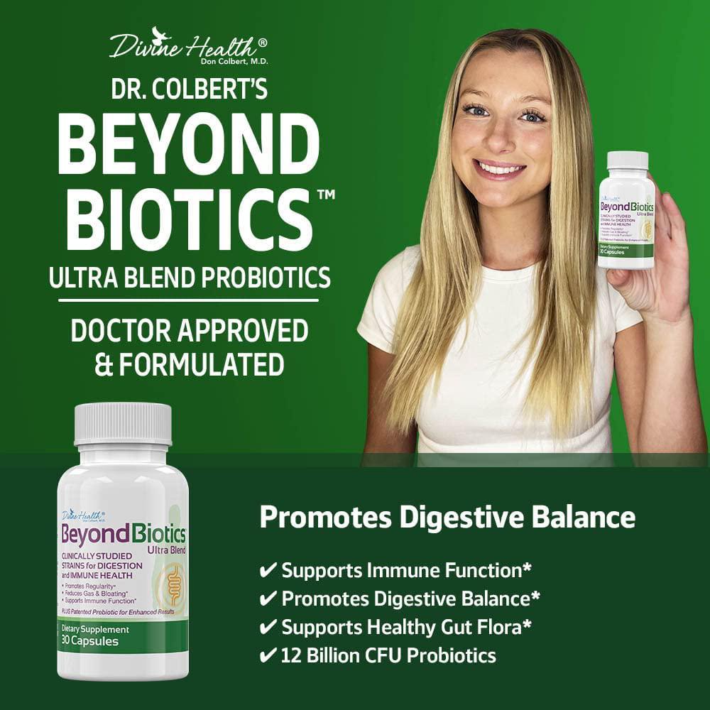 Divine Health's Beyond Biotics Ultra Blend Probiotics | 12 Billion CFU Probiotics | 30 Capsules | 30 Servings |