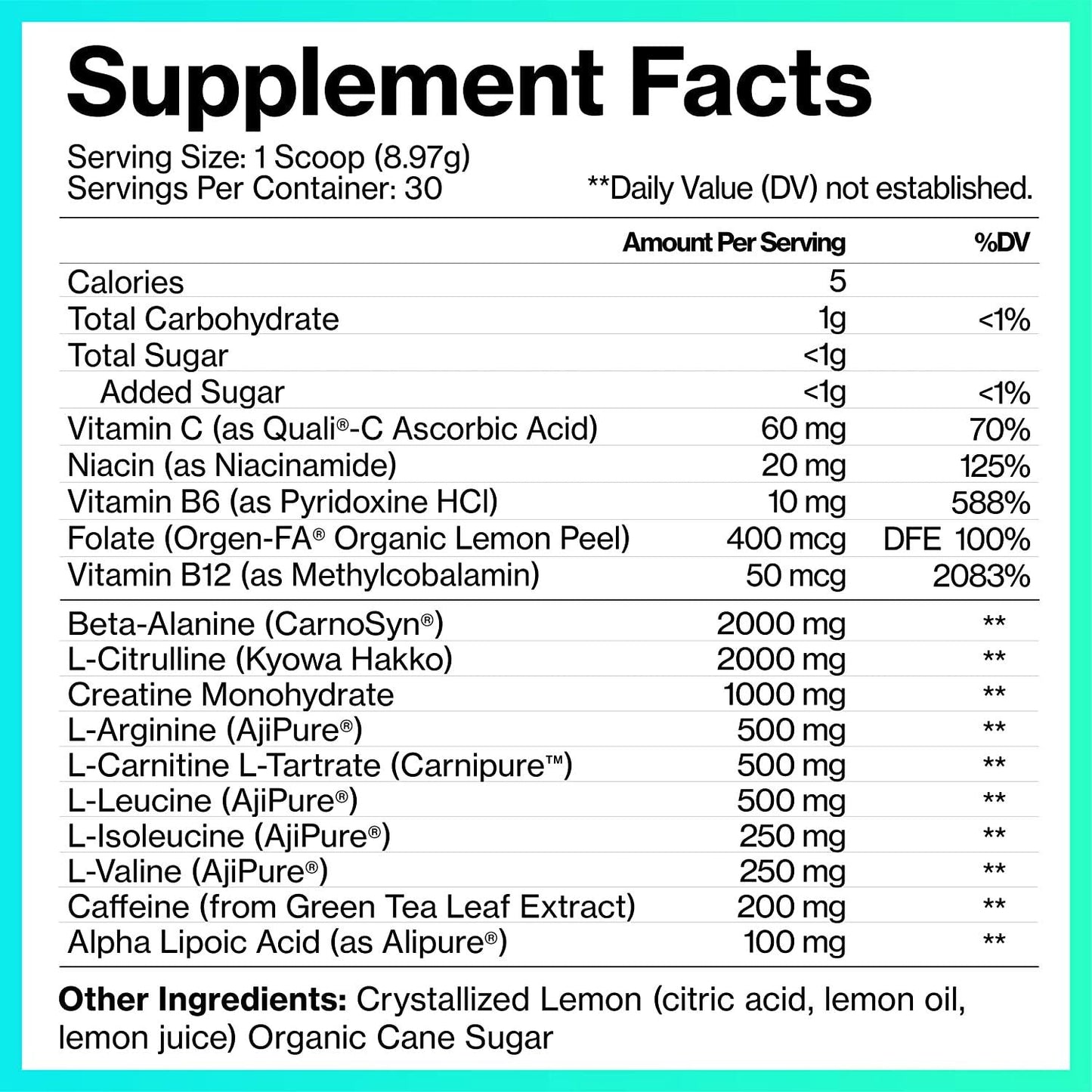 Do Vitamins PurePump - All-Natural Clean Preworkout Powder, Boost Energy, Focus, NO Pumps, Endurance, Keto, Vegan, Non-GMO, Third-Party Tested, Citrulline, Beta Alanine, Lemon Flavor (30 Servings)