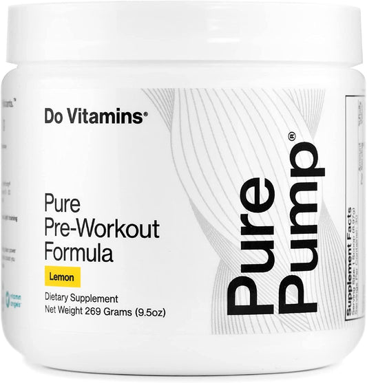Do Vitamins PurePump - All-Natural Clean Preworkout Powder, Boost Energy, Focus, NO Pumps, Endurance, Keto, Vegan, Non-GMO, Third-Party Tested, Citrulline, Beta Alanine, Lemon Flavor (30 Servings)