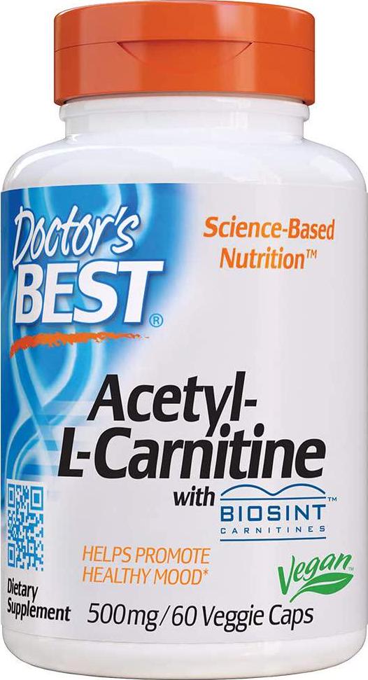 Doctor&#039;s Best Acetyl L-Carnitine, Non-GMO, Vegan, Gluten Free, Mood Support, 60 Veggie Caps