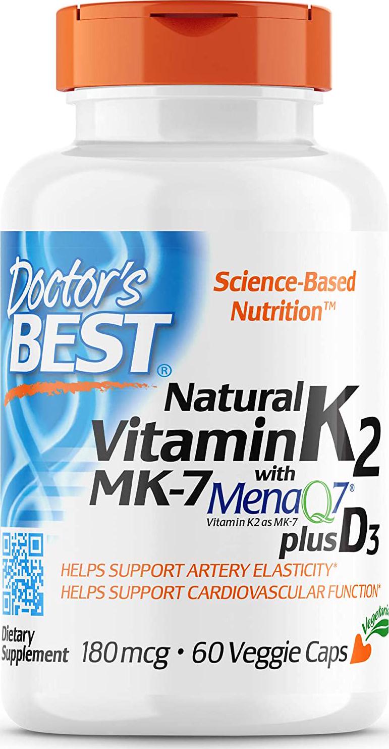 Doctor&#039;s Best Artery Prime with MenaQ7, Non-GMO, Vegetarian, Gluten Free, Soy Free, 180 mcg, 60 Veggie Caps