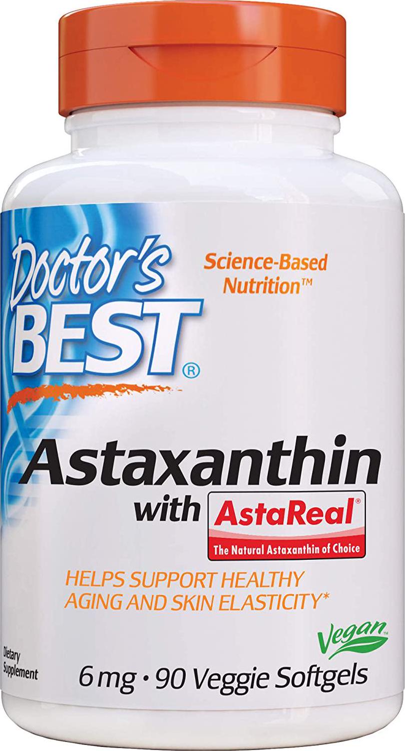Doctor&#039;s Best Astaxanthin, Non-GMO, Gluten Free, Vegan, Soy Free, Powerful Antioxidant, 6 mg, 90 Veggie Softgels