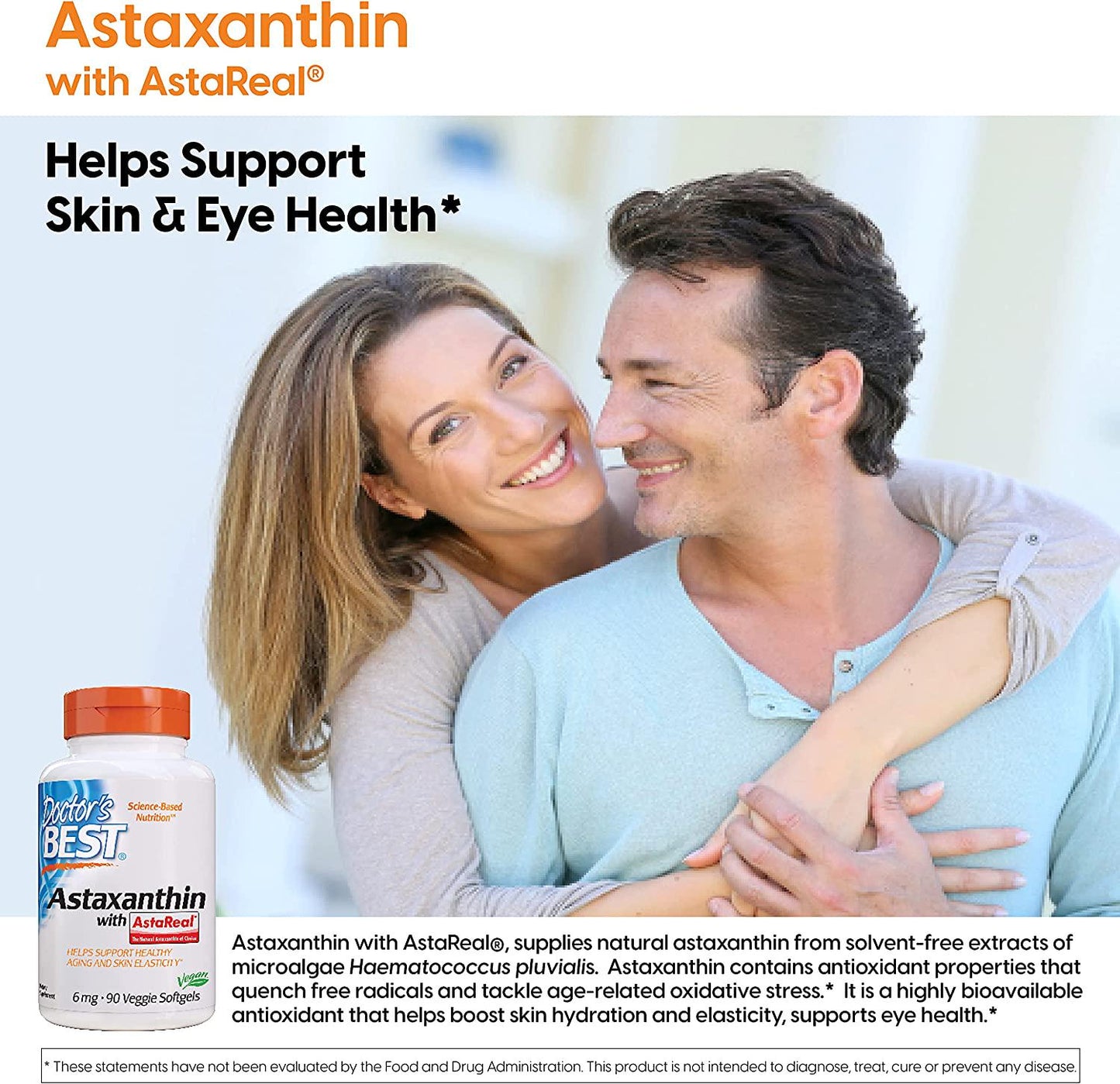 Doctor&#039;s Best Astaxanthin, Non-GMO, Gluten Free, Vegan, Soy Free, Powerful Antioxidant, 6 mg, 90 Veggie Softgels