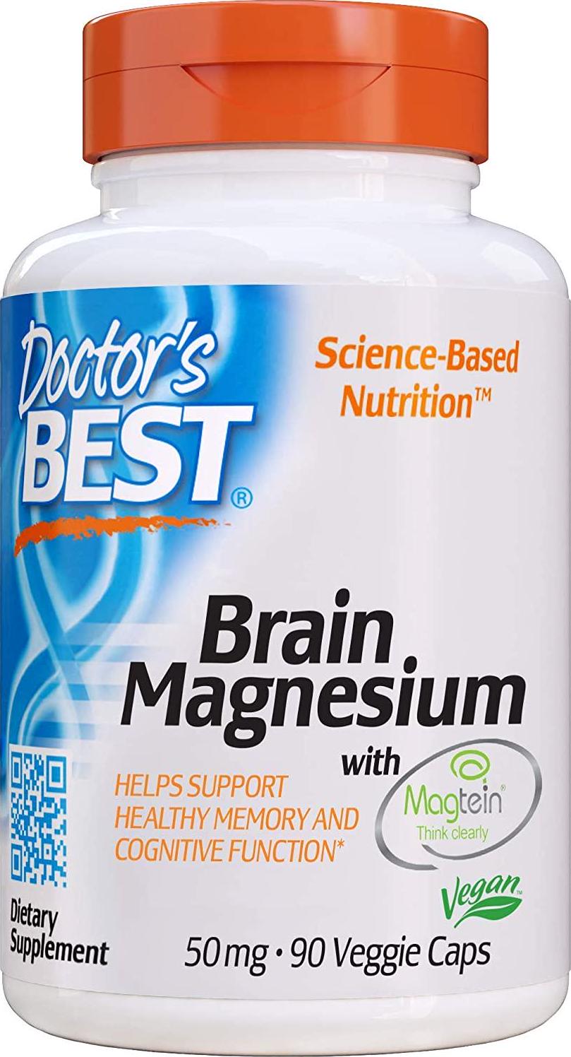 Doctor's Best Brain Magnesium, Non-GMO, Vegan, Gluten Free, 75 mg, 60 Veggie Caps