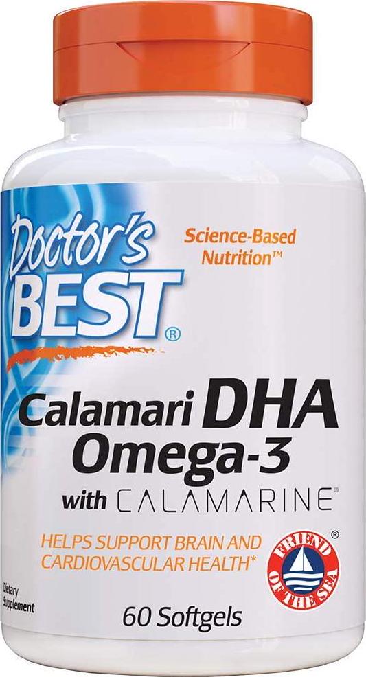 Doctor's Best DHA 500 with Calamarine, Supports Cognitive Performance, Cardiovascular, Cell, Tissue and Organs, 60 Softgels