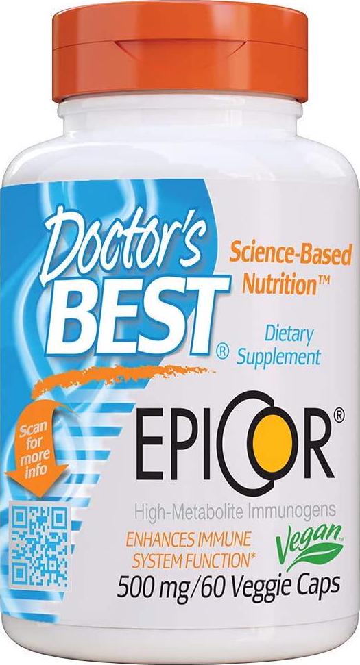 Doctor&#039;s Best Epicor, Immune Health Defense, Non-GMO, Vegan, Gluten Free, 500 Mg, 60 VC (DRB-00177)