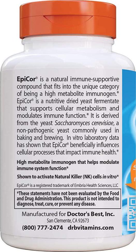 Doctor&#039;s Best Epicor, Immune Health Defense, Non-GMO, Vegan, Gluten Free, 500 Mg, 60 VC (DRB-00177)