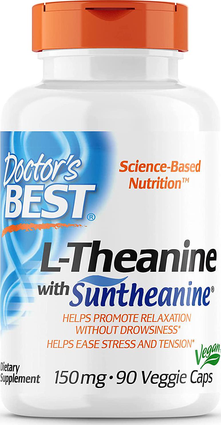 Doctor's Best L-Theanine Contains Suntheanine, Helps Reduce Stress and Sleep, Non-GMO, Gluten Free, Vegan, 150 mg 90 Veggie Caps (DRB-00197)
