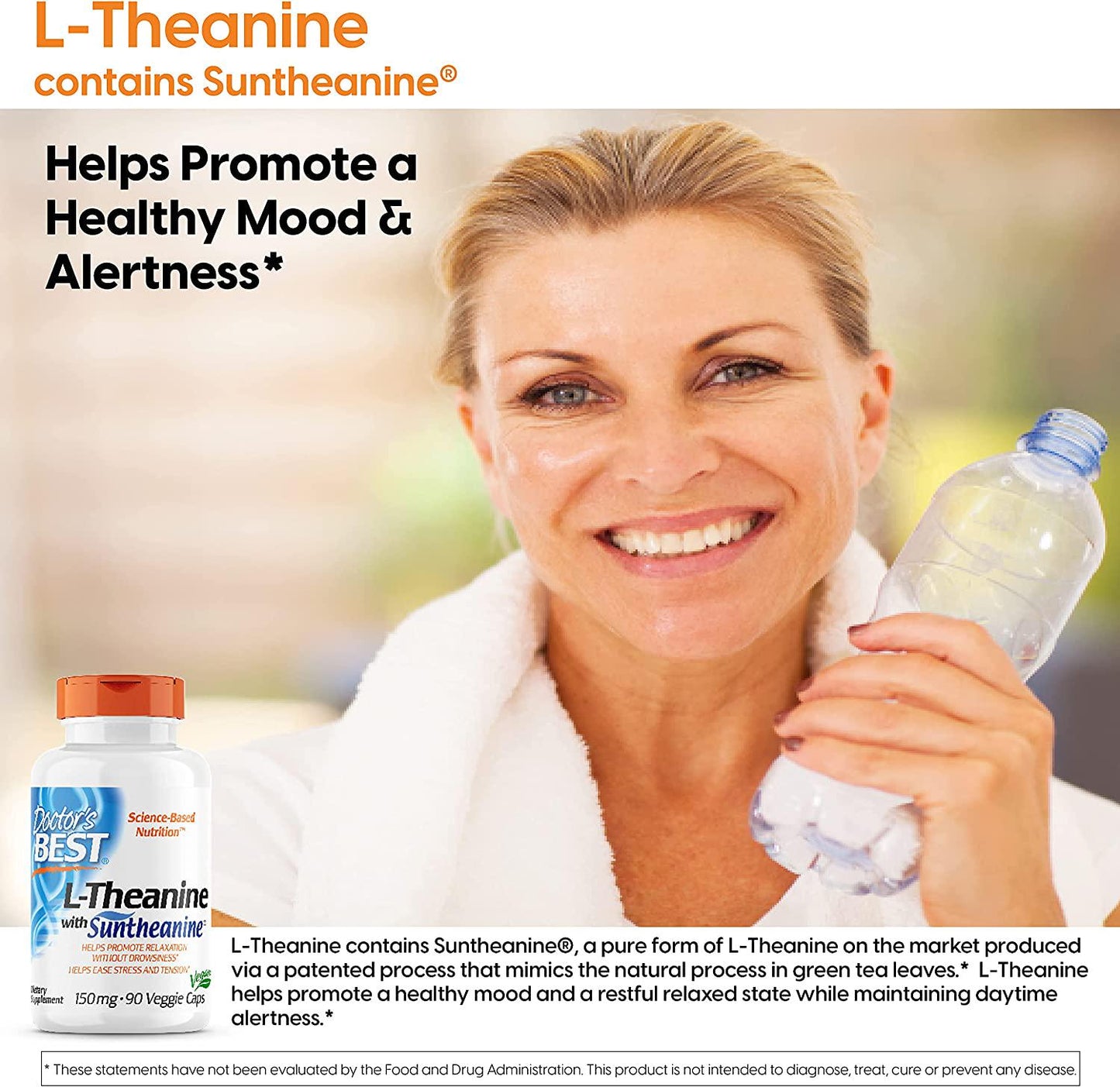 Doctor's Best L-Theanine Contains Suntheanine, Helps Reduce Stress and Sleep, Non-GMO, Gluten Free, Vegan, 150 mg 90 Veggie Caps (DRB-00197)