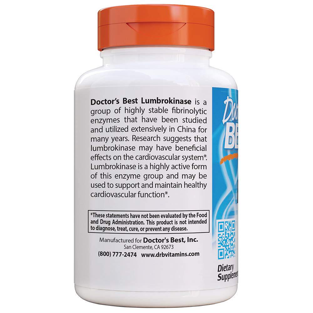 Doctor&#039;s Best Lumbrokinase Cardiovascular Support Circulatory Health Blood Flow Enzymes, 20 mg, 60 Count