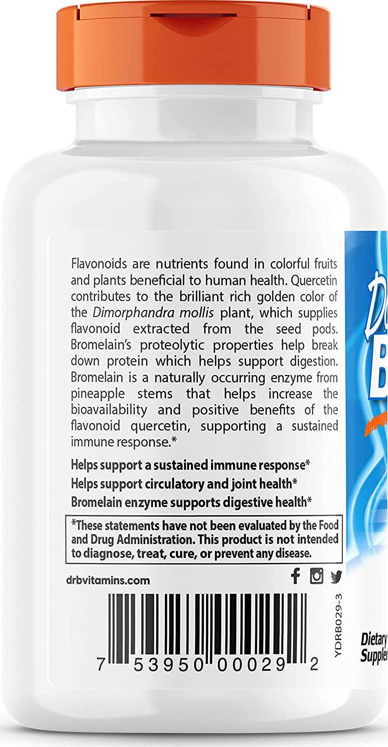 Doctor's Best Quercetin Bromelain, Non-GMO, Vegan, Gluten Free, Soy Free, Immune Support, 180 Veggie Caps