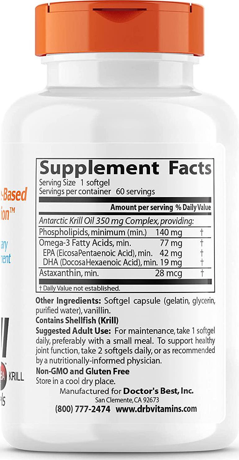 Doctor's Best Real Krill, 350mg 60-Count