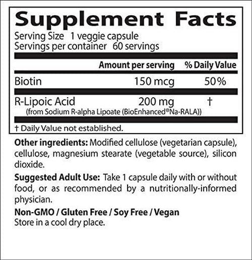 Doctor&#039;s Best Stabilized R-Lipoic Acid, 200mg/60 Count