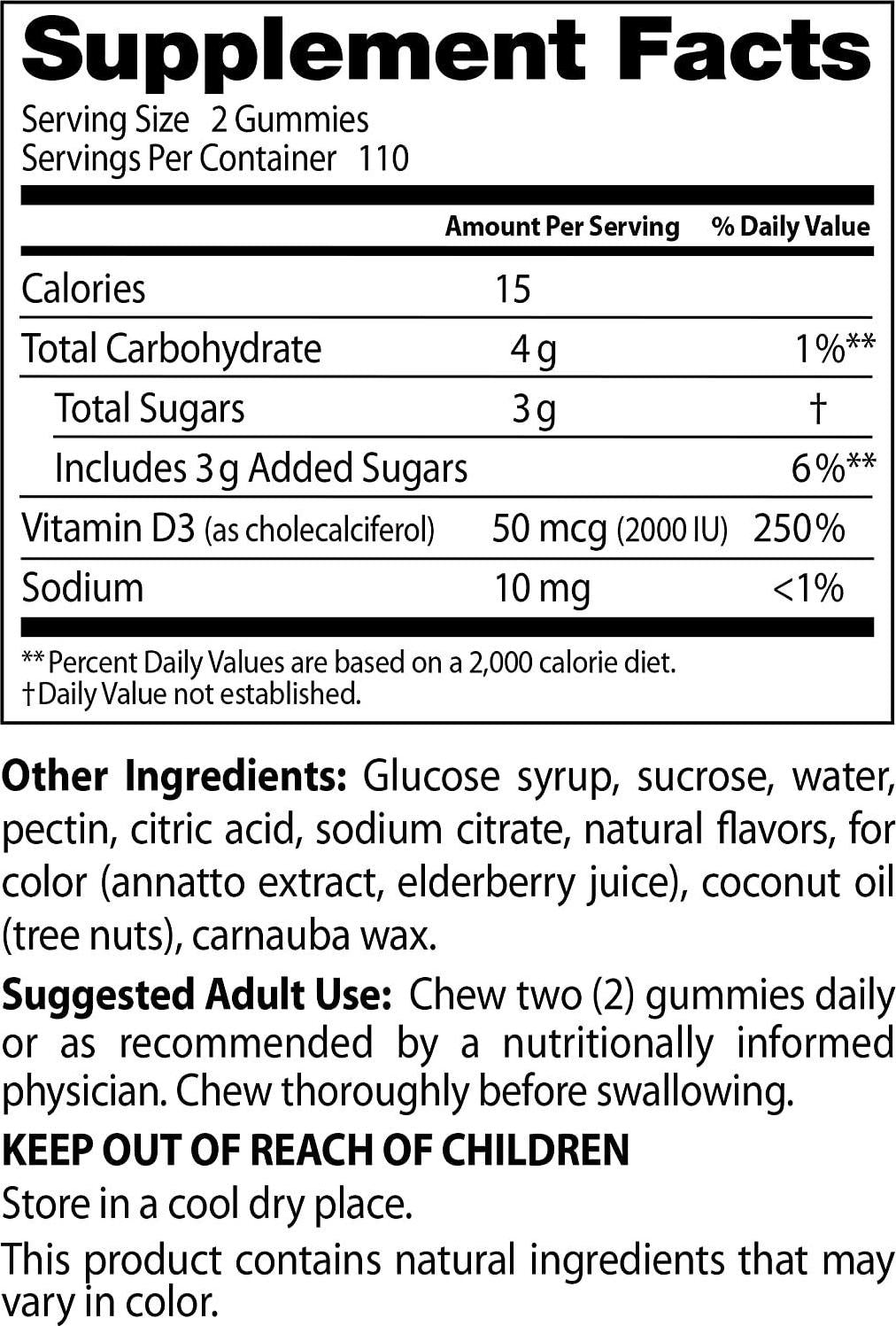 Doctor's Best Vitamin D3 Gummies to Support Healthy Bones, Immune System and Heart Health, Tropical Tango, 220 Count