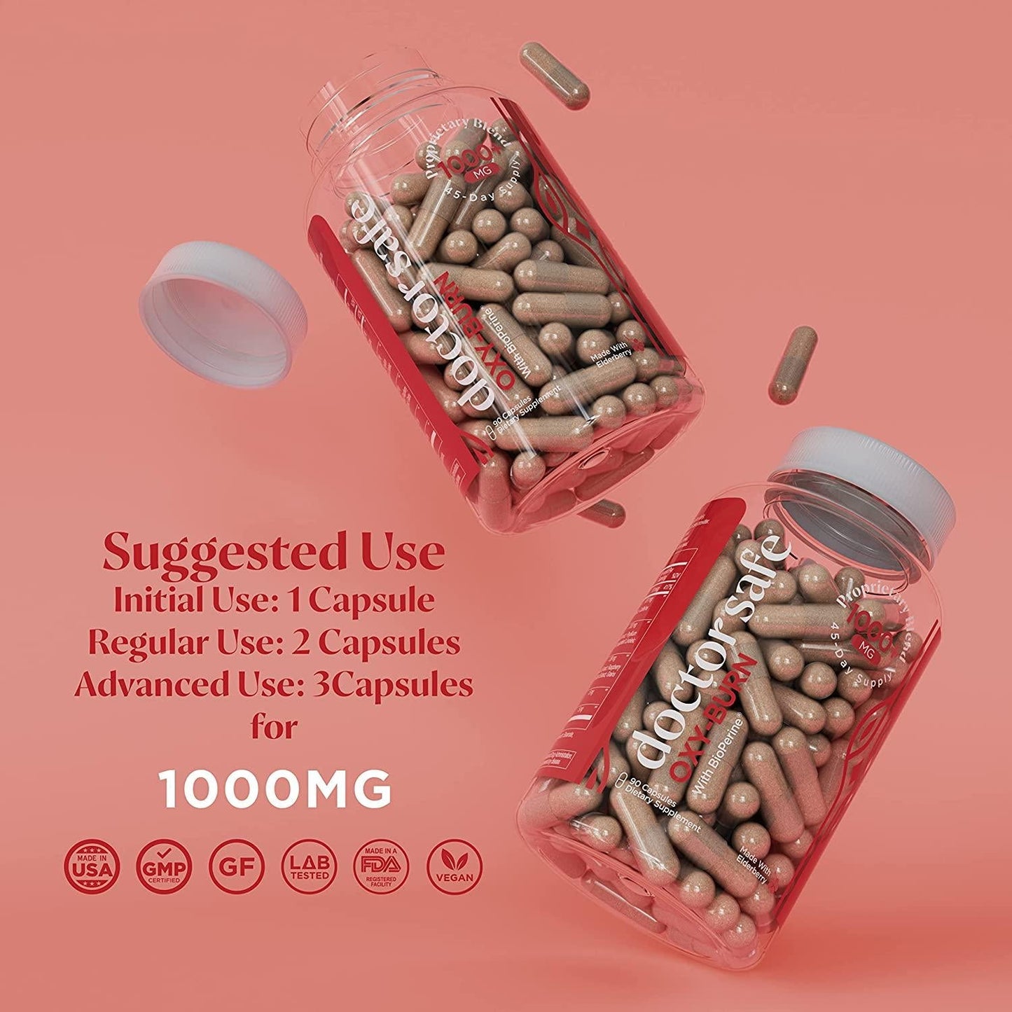 Doctor Safe Weight Loss Pills for Women and Men, Fat Burner and Appetite Suppressant for Weight Loss and Energy Support 1000 mg - 45 Days Supply