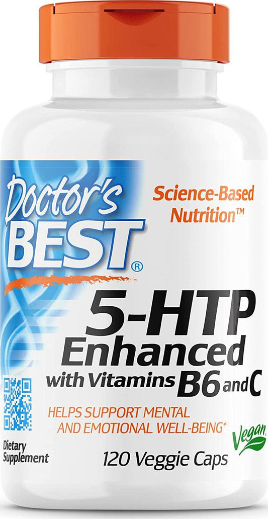 Doctor's Best 5-HTP Enhanced with Vitamins B6 and C, Non-GMO, Vegan, Gluten and Soy Free, 120 Count
