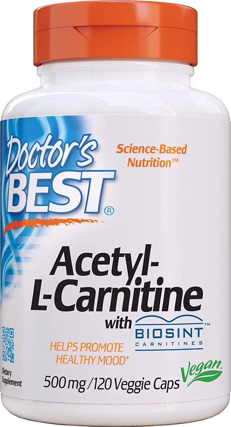 Doctor's Best Acetyl L-Carnitine, Help Boost Energy Production, Support Memory/Focus, Mood, Non-GMO, Vegan, Gluten Free, 120 Count (Pack of 1) (DRB-00152)