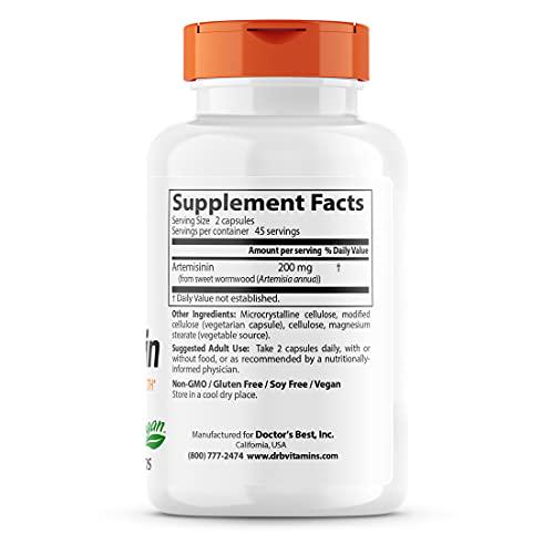Doctor's Best Artemisinin, Non-GMO, Vegan, Gluten Free, 90 Veggie Caps