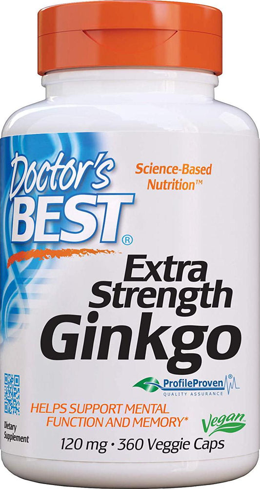 Doctor's Best Extra Strength Ginkgo, Non-GMO, Vegan, Gluten Free, Soy Free, Promotes Mental Function and Memory, 120 mg, 360 Count (Pack of 1)
