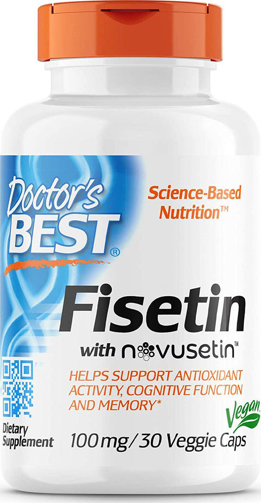 Doctor's Best Fisetin with Novusetin, Non-GMO, Vegan, Gluten and Soy Free, 100 mg, 30 Count