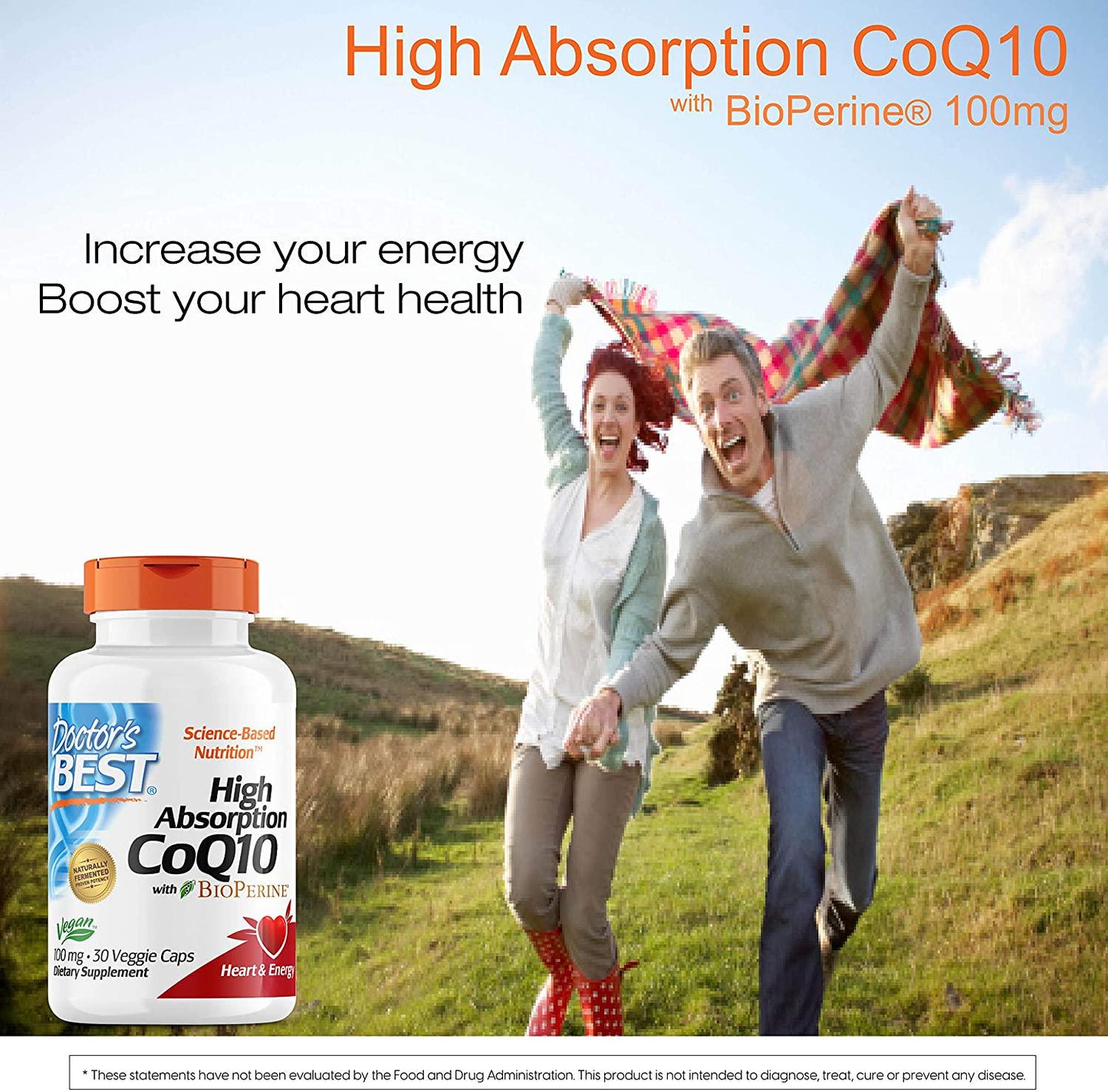 Doctor's Best High Absorption CoQ10 with BioPerine, Vegan, Gluten Free, Naturally Fermented, Heart Health and Energy Production, 100 mg 30 Veggie Caps