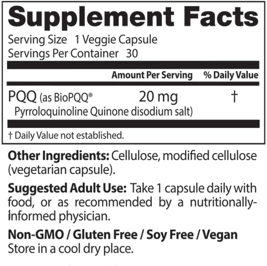 Doctor's Best PQQ with BioPQQ, Non-GMO, Vegan, Gluten and Soy Free, 20 mg, 30 Count