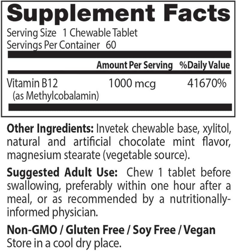 Doctor's Best Quick Melt Fully Active B12 Supplement, 1000 mcg, 60 Count