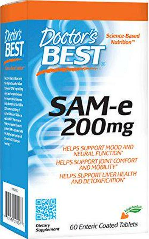 Doctor's Best SAM-e Mood and Joint Support and Liver Health (Pharmaceutical Grade/Non-GMO/Gluten Free/Vegetarian), 60 Count (Pack of 1)