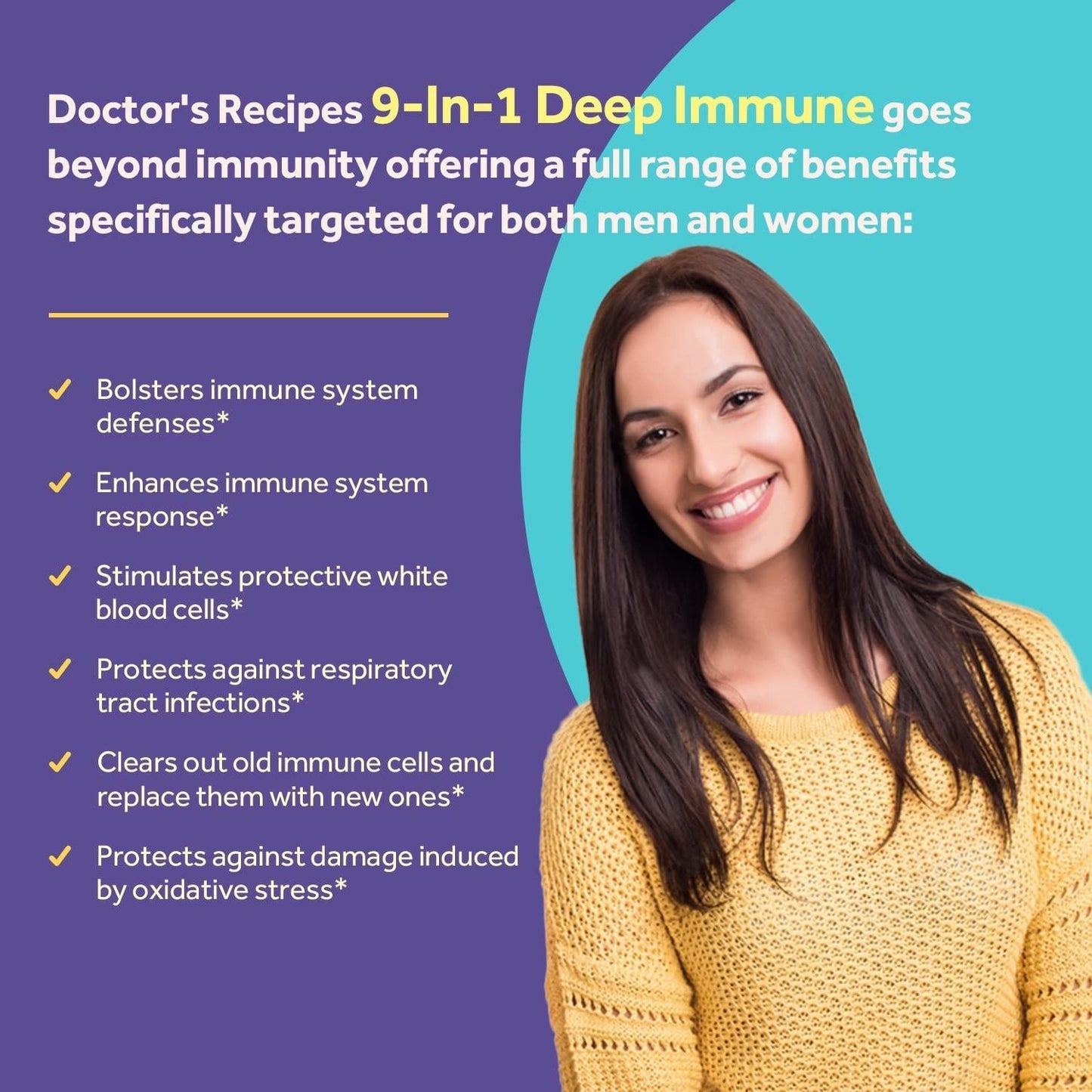 Doctor s Recipes Immune Support, Elderberry, ZINC, Vitamin C, Vitamin D, Selenium, Echinacea, Odorless Garlic, Ginger, Immune Booster Supplement, Vegetarian, 9-IN-1 Natural Immune Defense, 60 Veg Caps