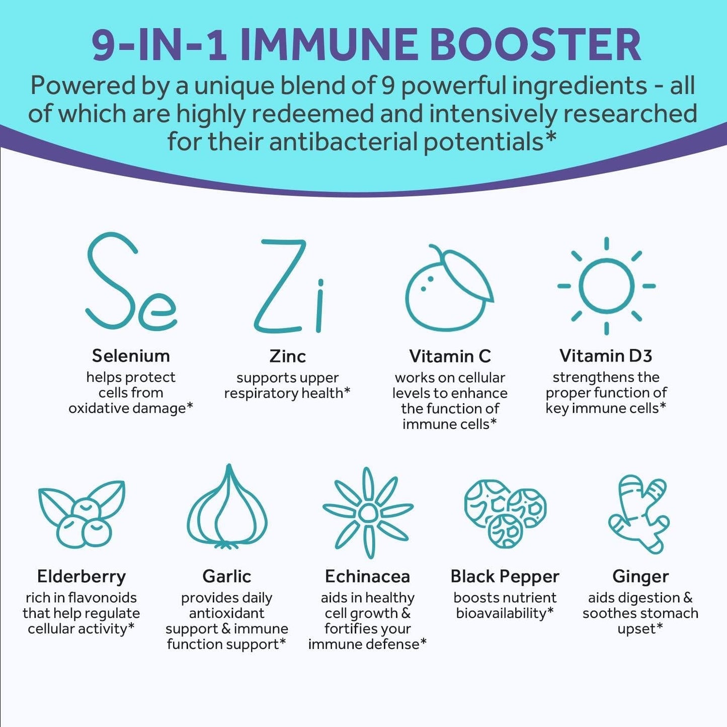 Doctor s Recipes Immune Support, Elderberry, ZINC, Vitamin C, Vitamin D, Selenium, Echinacea, Odorless Garlic, Ginger, Immune Booster Supplement, Vegetarian, 9-IN-1 Natural Immune Defense, 60 Veg Caps