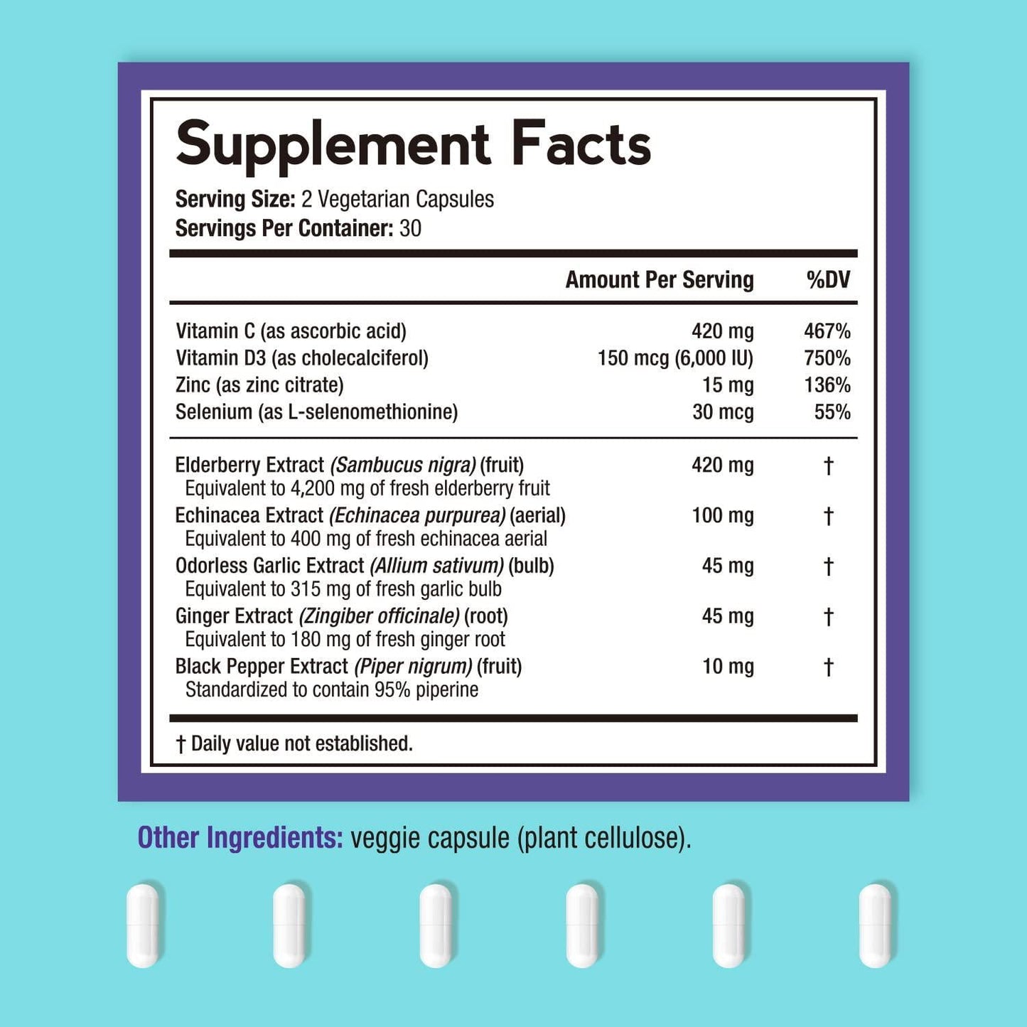 Doctor s Recipes Immune Support, Elderberry, ZINC, Vitamin C, Vitamin D, Selenium, Echinacea, Odorless Garlic, Ginger, Immune Booster Supplement, Vegetarian, 9-IN-1 Natural Immune Defense, 60 Veg Caps