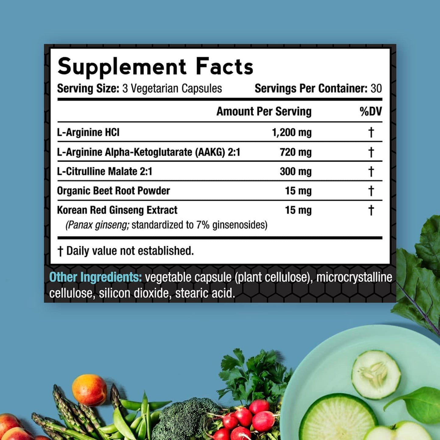 Doctor s Recipes L-Arginine for Men and Women 90 Caps, AAKG, L-Citrulline, Beet Root and Panax Ginseng, 2250 mg High Dose NO Booster for Muscle, Vascularity, Performance, Energy and Heart Health, Non-GMO