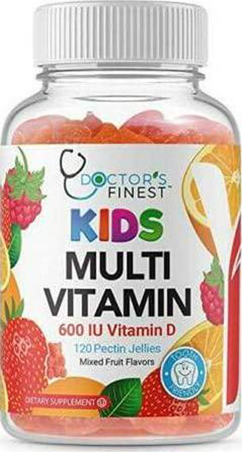 Doctors Finest Multivitamin Gummies for Kids, Vegetarian, GMO-Free and Gluten Free, Great Tasting Fruit Flavors Pectin Chews w/Vitamins A, C, D, E, 6 Different B Vitamins, 120 Count [60 Doses]