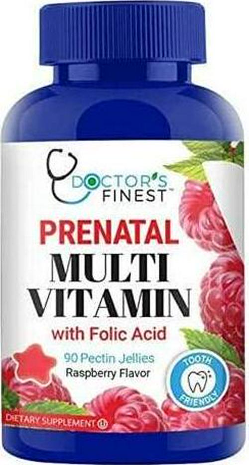 Doctors Finest Prenatal Multivitamin W/Folic Acid and Iron Gummies Vegetarian, GMO-Free and Gluten Free Great Tasting Raspberry Flavor Pectin Chews 90 Count [45 Doses]