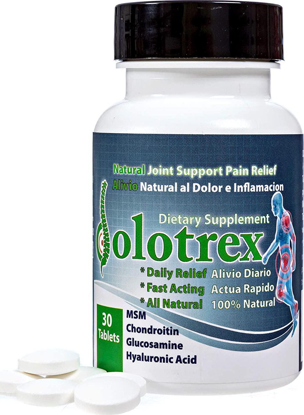 Dolotrex Fast Acting Pain and Inflammation Relief Supplement for Joint, Muscle and Back Pain All Natural Alivio al Dolor e Inflamacion de Articulaciones, Musculos, Coyunturas y Mas -30 Count