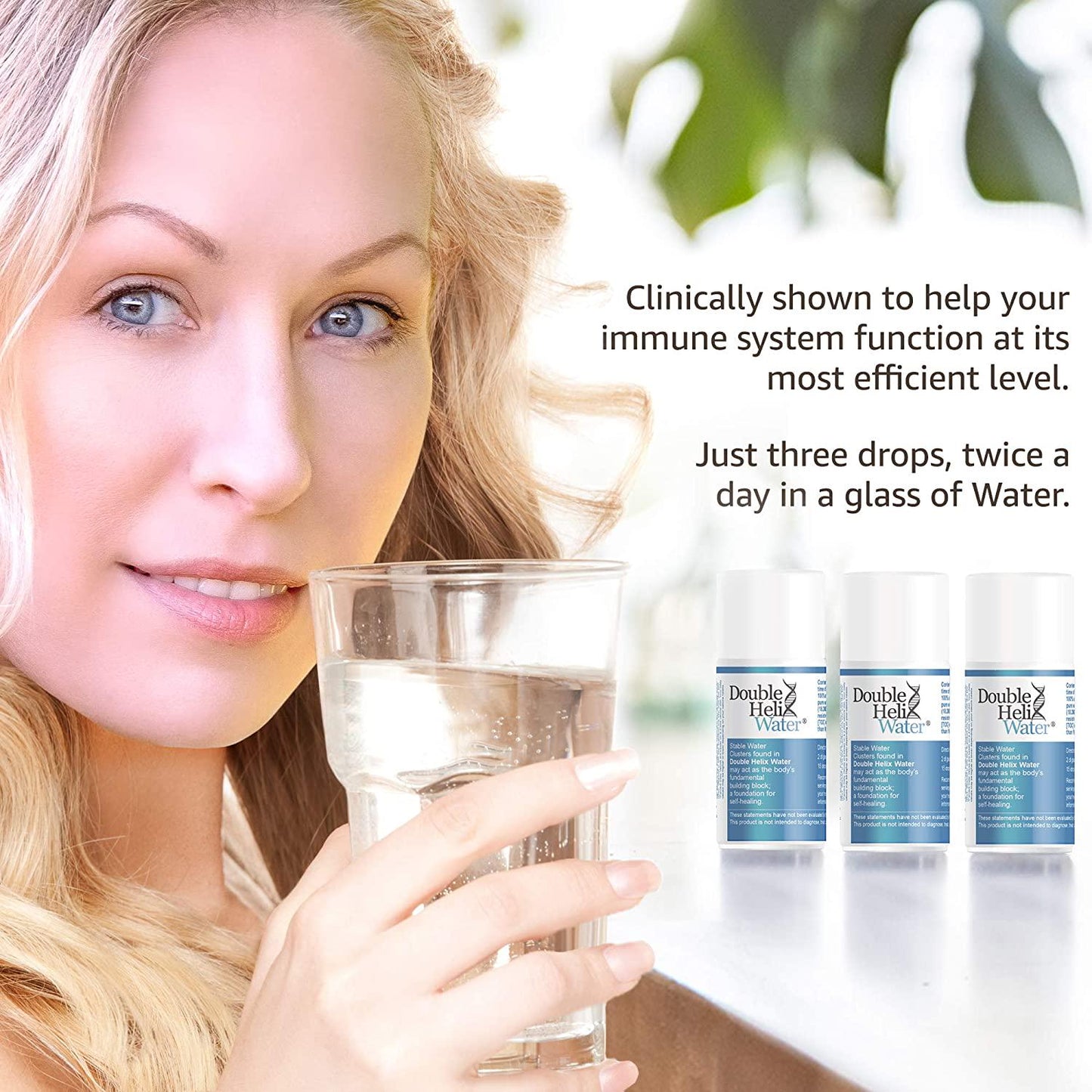 Double Helix Water (15 ml) 3 Pack - Immune Support, Anti Inflammation, Energy Supplement Water Drops Recovery Drink